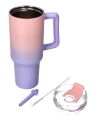 Kubek termiczny duży ze słomką - pastelowy