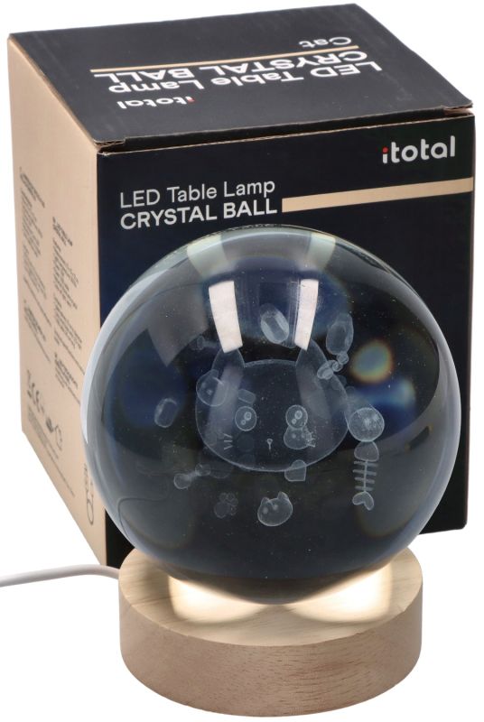 Lampka kryształowa kula Kot 10 cm