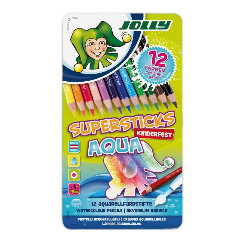 Kredki Supersticks Aqua 12 kolorów w metalowym pudełku