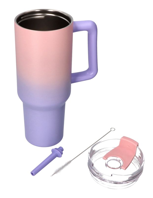 Kubek termiczny duży ze słomką - pastelowy