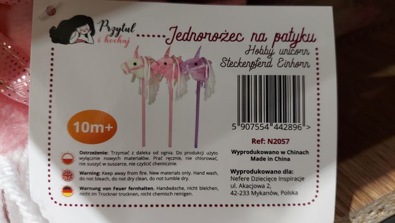 Jednorożec na patyku Rosa Hobby Horse - bezpieczeństwo produktu