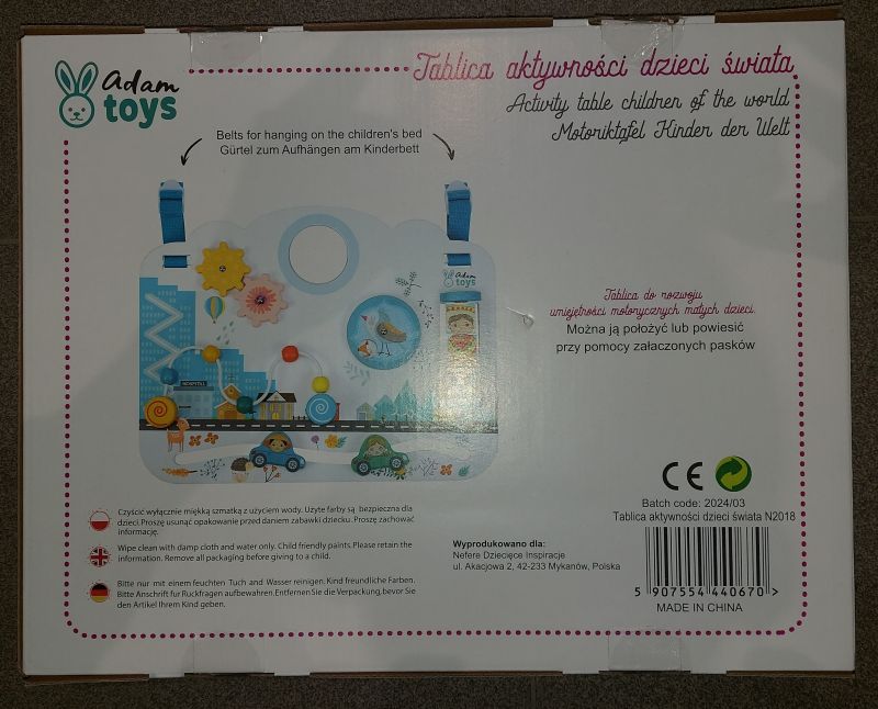 Tablica aktywności dla malucha Adam Toys - bezpieczeństwo produktu