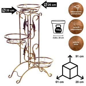 Duży kwietnik złota patyna RUSTIC 91 cm