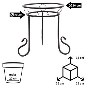 Kwietnik metalowy czarny klasyczny NERON 32 cm