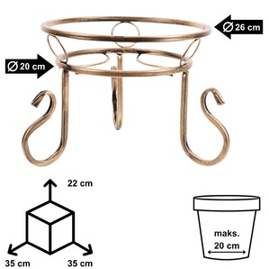 Kwietnik metalowy złota patyna GAJA 22cm