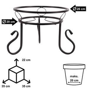 Kwietnik metalowy czarny klasyczny NERON 22 cm